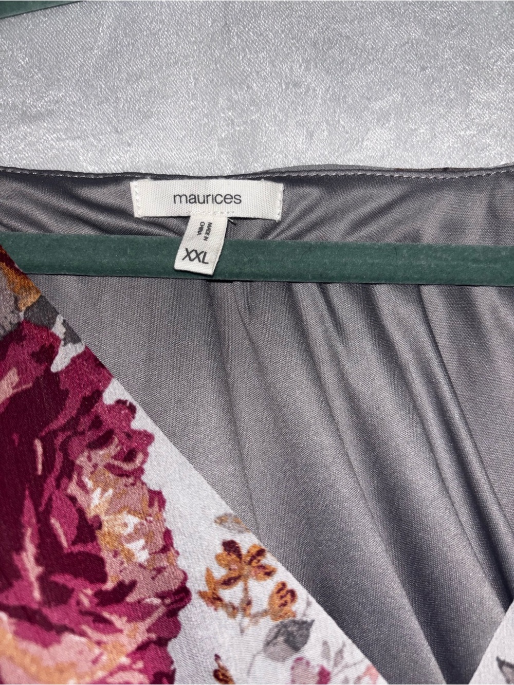 Maurices Taupe Floral Midi Dress with Rose and Burgundy Print Cottage - Picture 5 of 9